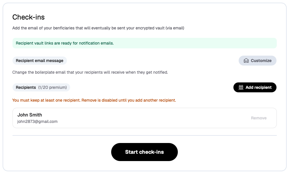 Set your life check-in timer